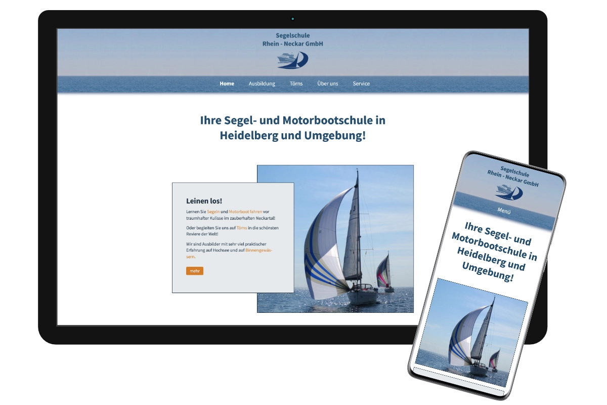 Responsives Design für die Segelschule Rhein-Neckar